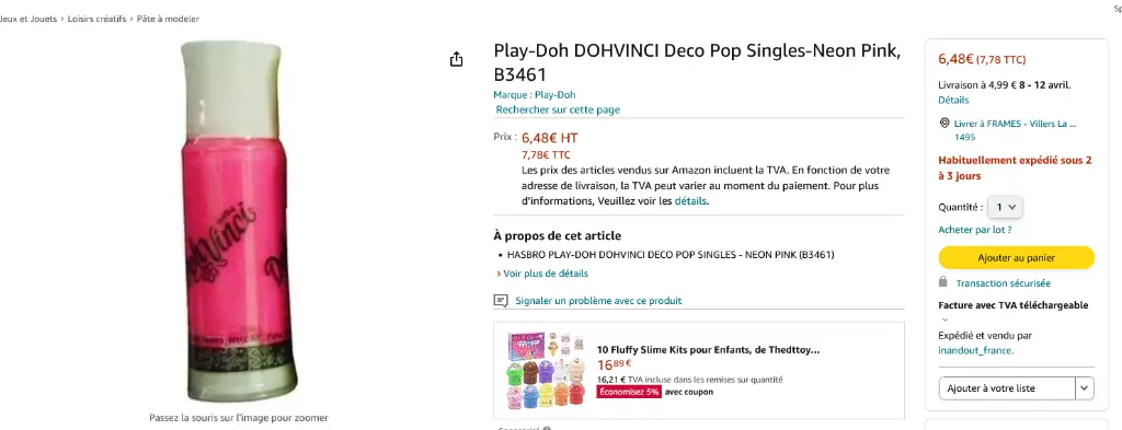Screenshot 2024-03-27 at 17-57-23 Play-Doh DOHVINCI Deco Pop Singles-Neon Pink B3461 Amazon.fr Jeux et Jouets.webp