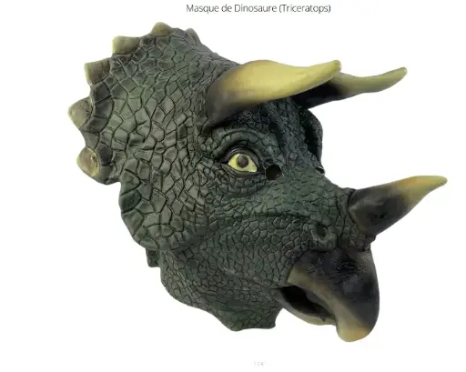 Masque luxe en plastique semi rigide dinosaure tricératops