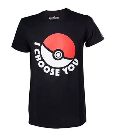 T-shirt ORIGINAL Pokémon I Choose You ( Je te choisis) T-shirt Pokéball Noir taille XL