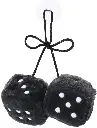 DUO DE DES EN FOURRURE POUR DECORATION VOITURE VINTAGE GRAND NOIR