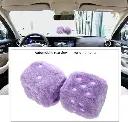 DUO DE DES EN FOURRURE POUR DECORATION VOITURE VINTAGE GRAND MAUVE